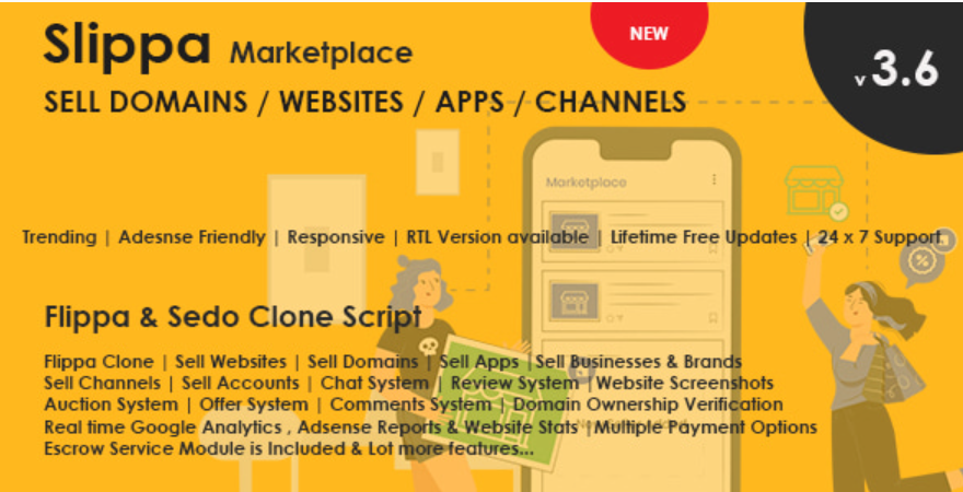 Slippa - Domains,Website ,App & Social Media Marketplace PHP Script