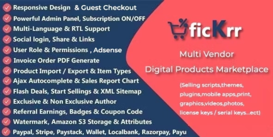 ficKrr - Multivendor Digital Marketplace With Subscription